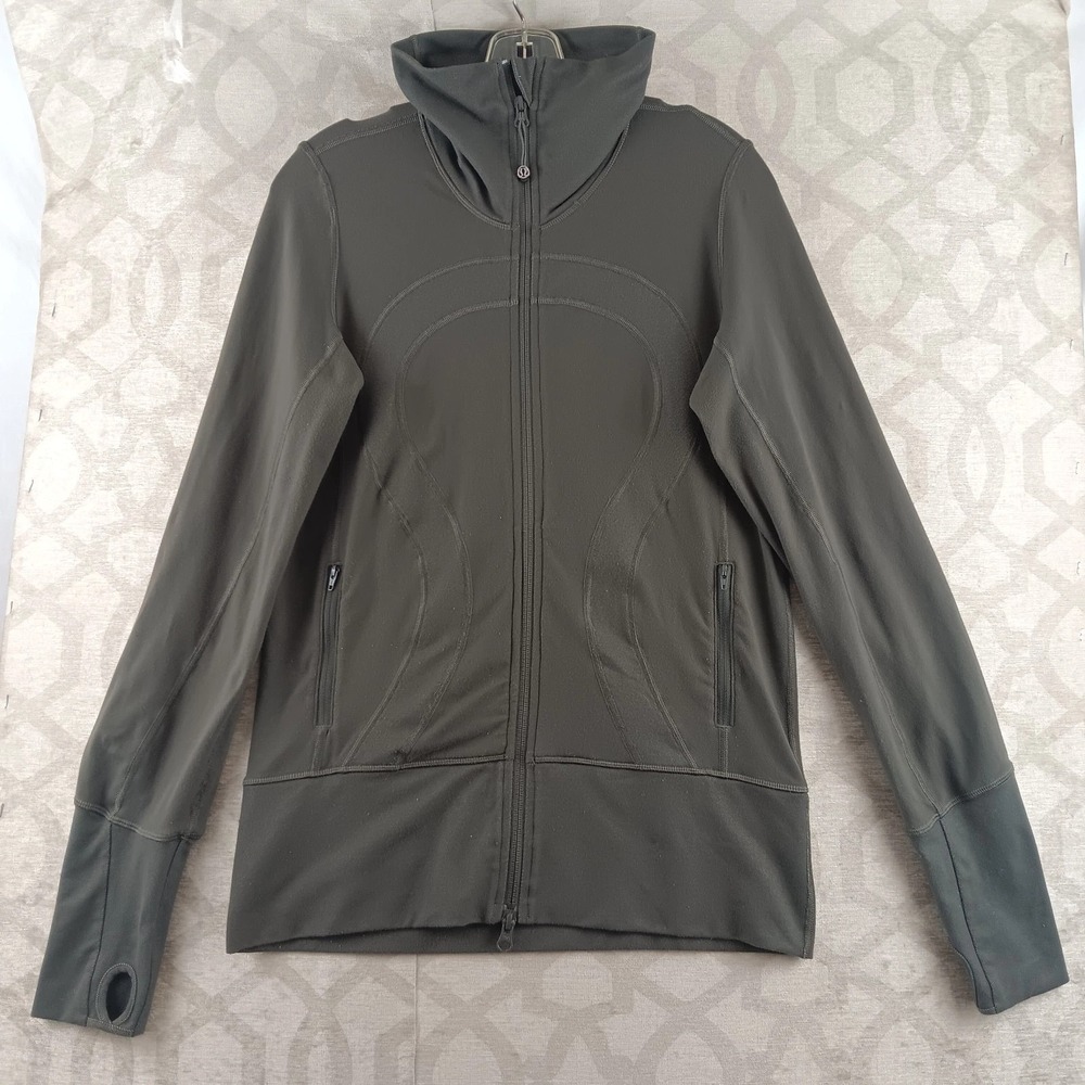 Lululemon In Stride Jacket Womens 6 Charcoal Gray‎ Full Zip High Collar